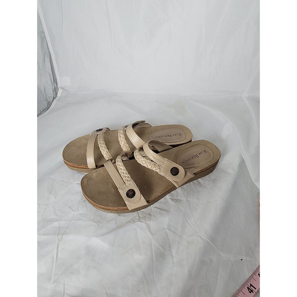 Kim Rogers Hamanda‎ braided Strap Sandals Ultra Comfort tan 10 Slides adjustable